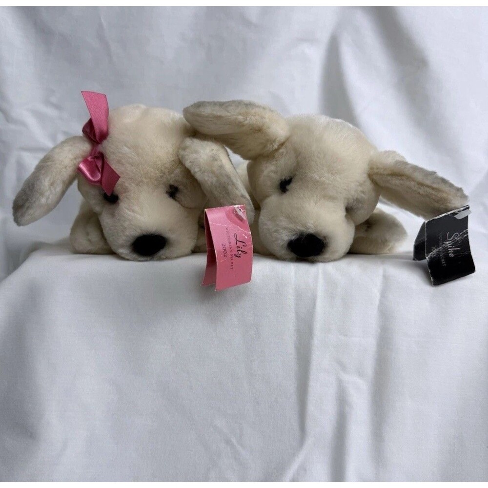 Vtg 2002 Victoria Secret Lily & Spike plush dogs limited edition collectibles